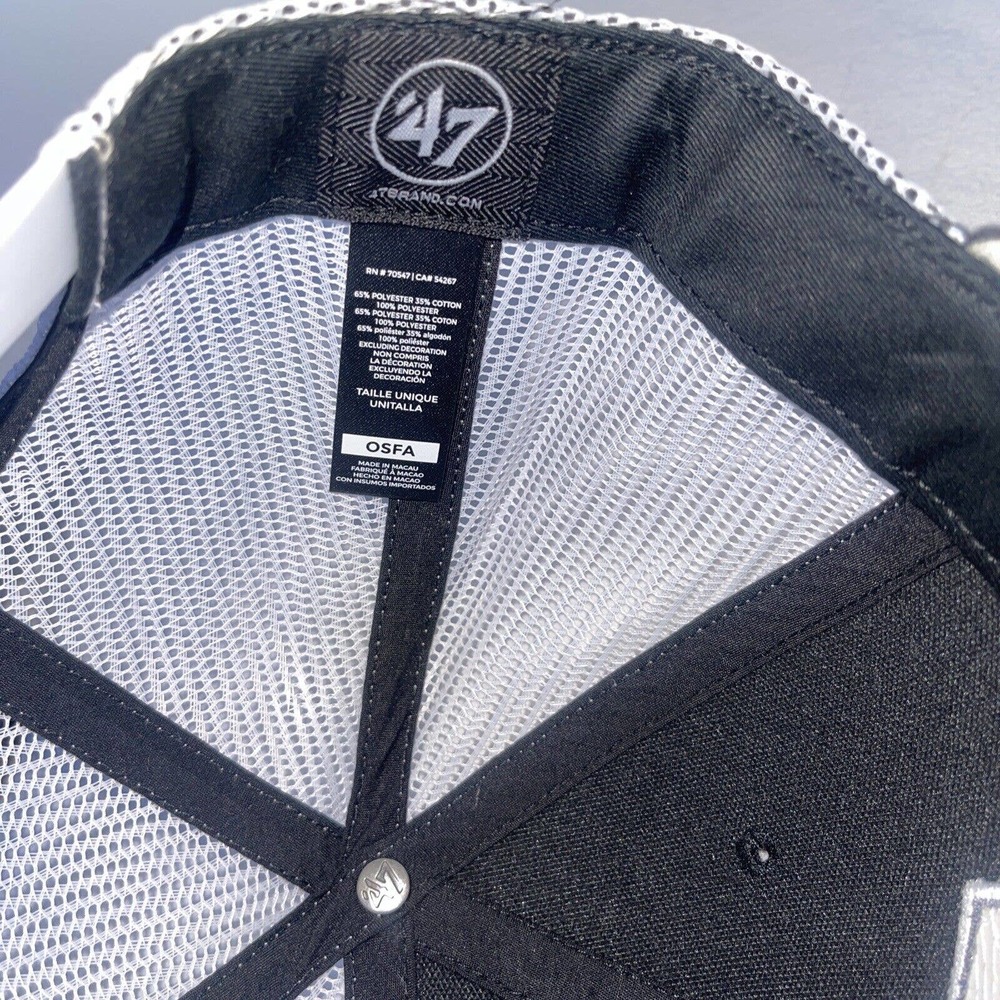 Vegas Golden Knights NHL '47 Brand Black Adjustable SnapBack Back Hat White Mess - Picture 6 of 11